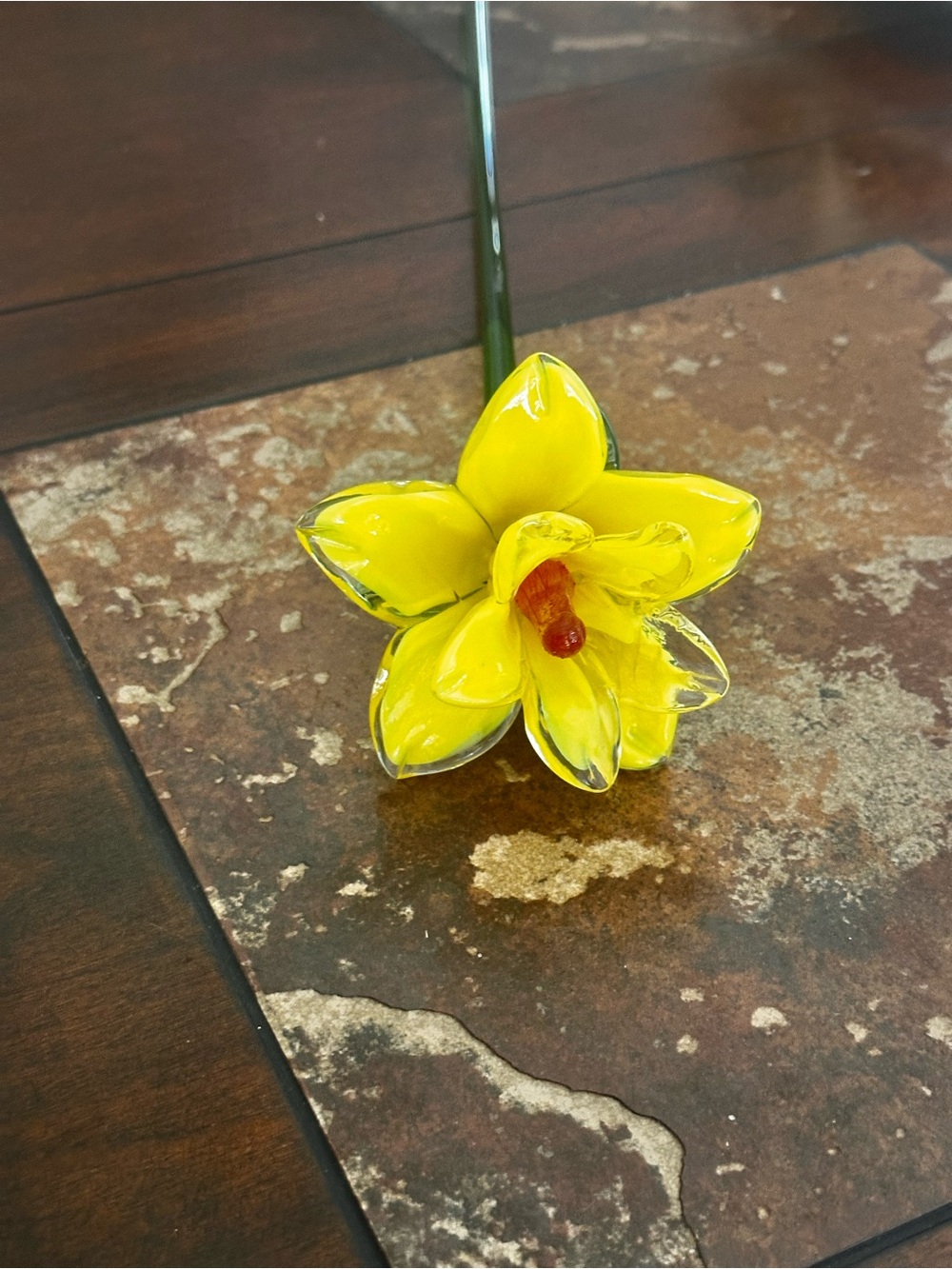 Artisan Yellow Glass Daffodil Accent Flower